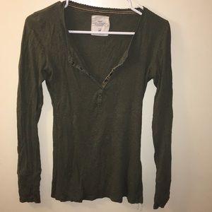 Olive army green Henley long sleeve
